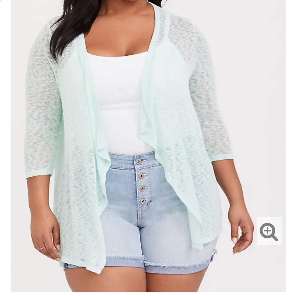 Torrid 6 6x flawless mint green slub cardigan long